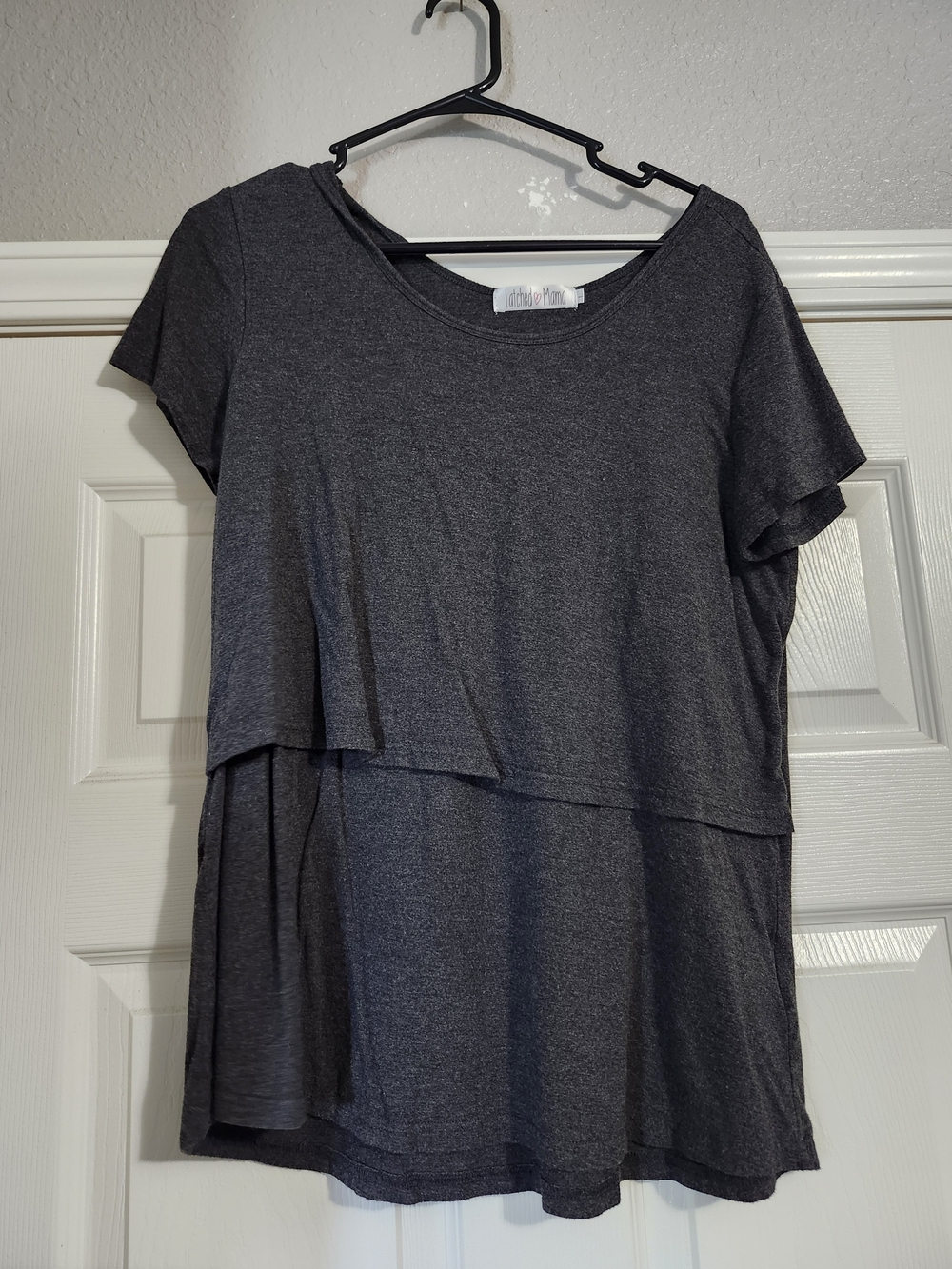 Maternity/Nursing Layered Short Sleeve Top - Gray